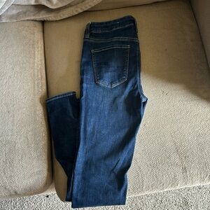 AE dark blue denim no rips 8 long skinny jeans